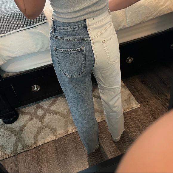 PACSUN Eco White Two-Tone High Waisted Straight Leg Jeans - Picture 2 of 8
